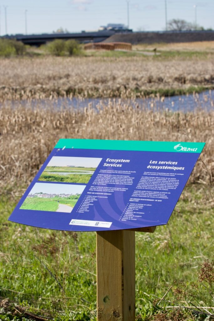 Interpretive sign at the Carp River Conservation Area.