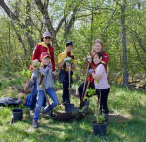 The 1st Carp Scouts planted trees at the Carp Riverwalk.