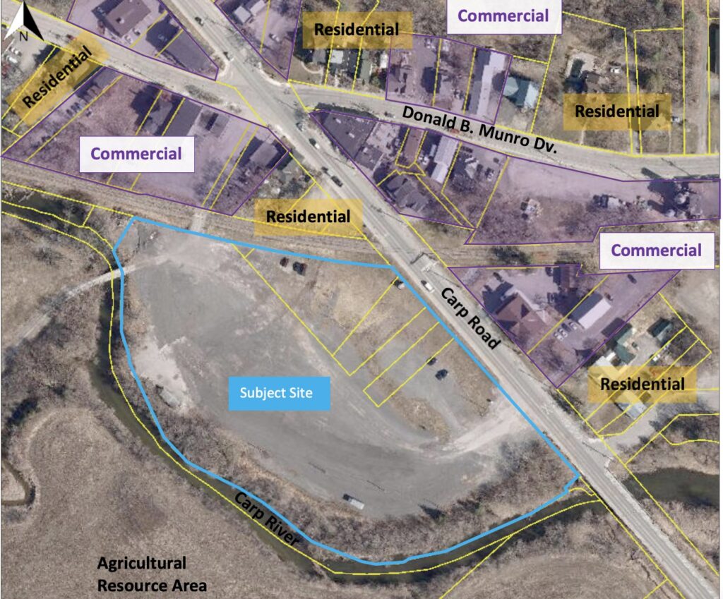 Location of proposed development beside the Carp River. Application # D07-16-23-0008